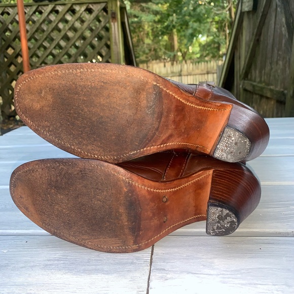 Frye Brown Leather Western Mid Calf Boots - Picture 6 of 12